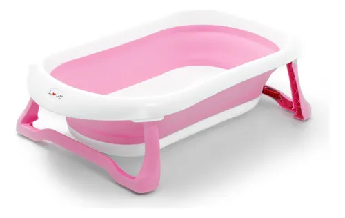 BAÑERA PLEGABLE ROSA Y GRIS